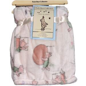 Winnie the Pooh Bear Collection Piglet Chasing Balloon Baby Blanket Only Piglet